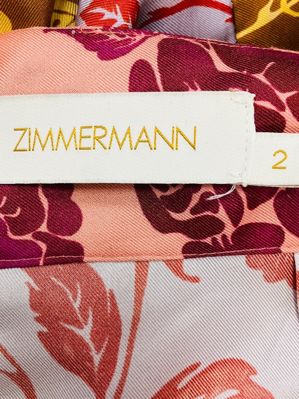 ZIMMERMANN MULTICOLOR THE LOVESTRUCK SPLICED MIXED ROSES FLORAL PRINT SILK TWILL - Picture 4 of 5